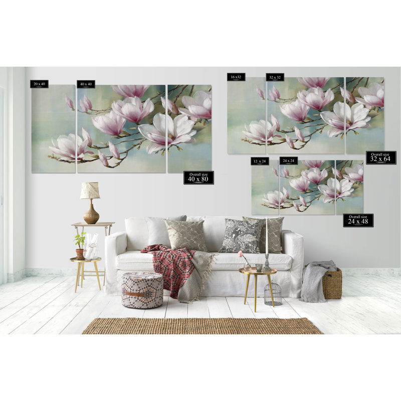 «Magnolia Morning», reproduction d'art sur toile, H 24 po x l 48 po x P 1,5 po