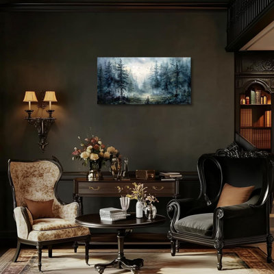 Large Canvas Wall Art, Forest Landscape Canvas Prints Paintings, Pine Trees Room Decorations, Foggy Forest Pictures Wall Decor Living Room, Bedroom Ba