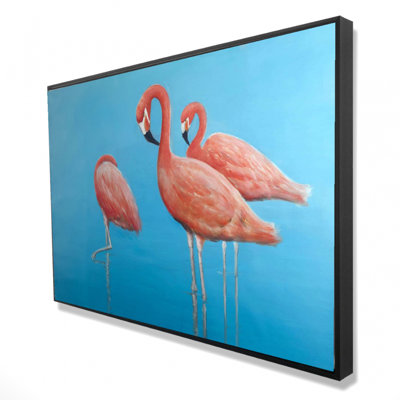 Group of flamingos - 24"x36" Framed canvas
