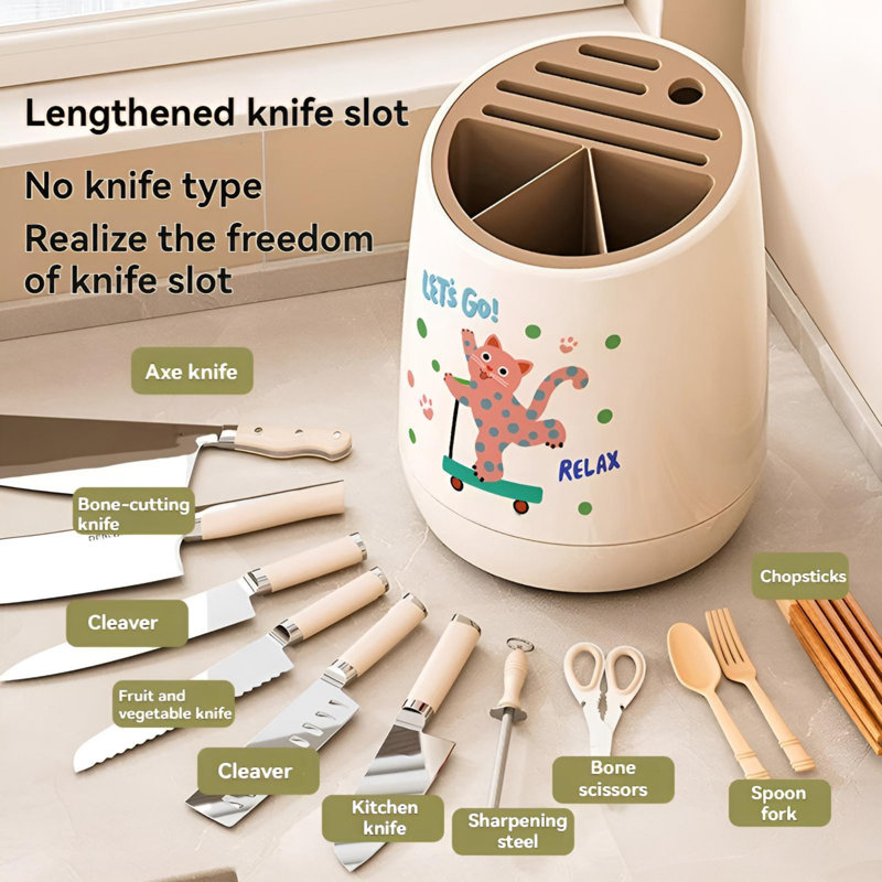 Porte-couteau de cuisine rotatif 360 °