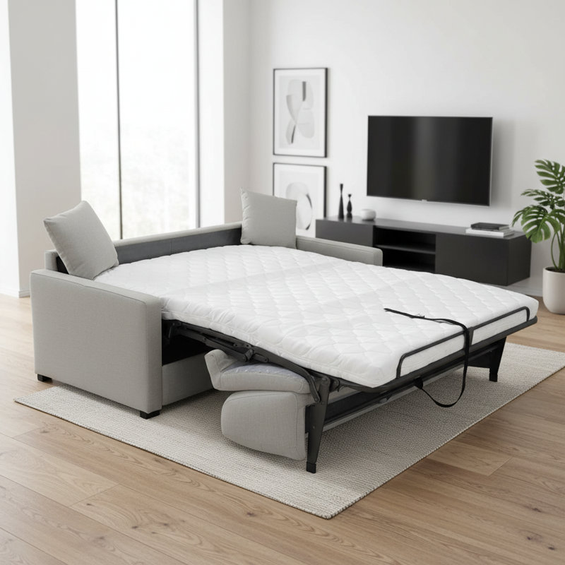 Canapé-lit en tissu de qualité supérieure Angeleca, Tissu HydraShield sable de performance moyenne