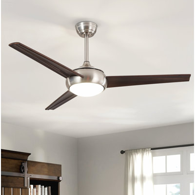 52-Inch Reversible 6-Speed DC Motor Farmhouse Ceiling Fan with Light, Satin Nickel