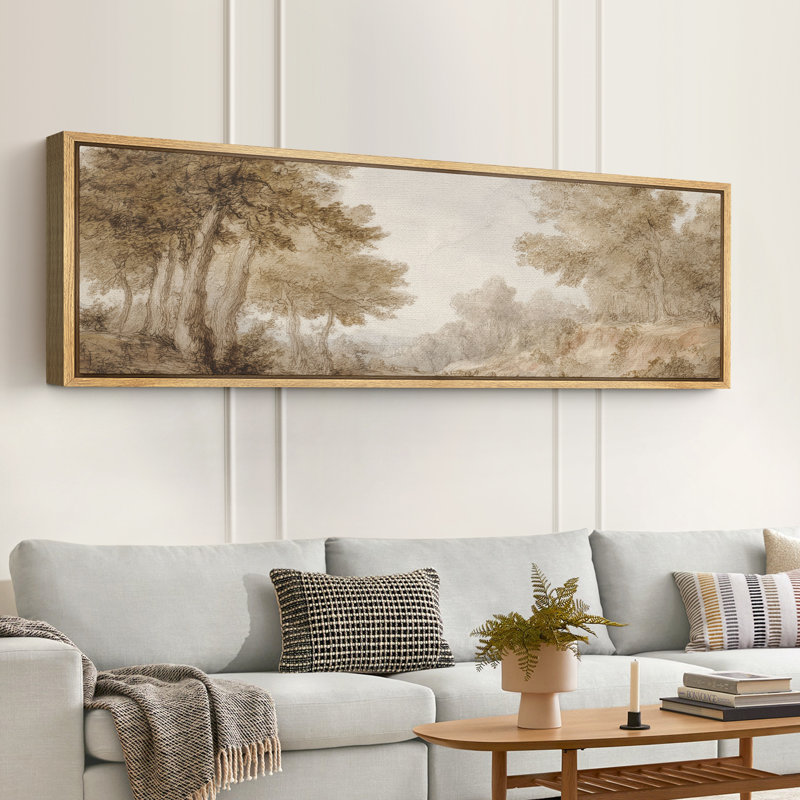Grande impression sur toile encadrée - impression de paysage rétro pour décoration rustique, H 20 po x l 60 po, Naturel