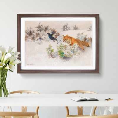 Fox Chasing Bird by Bruno Liljefors - Picture Frame Painting