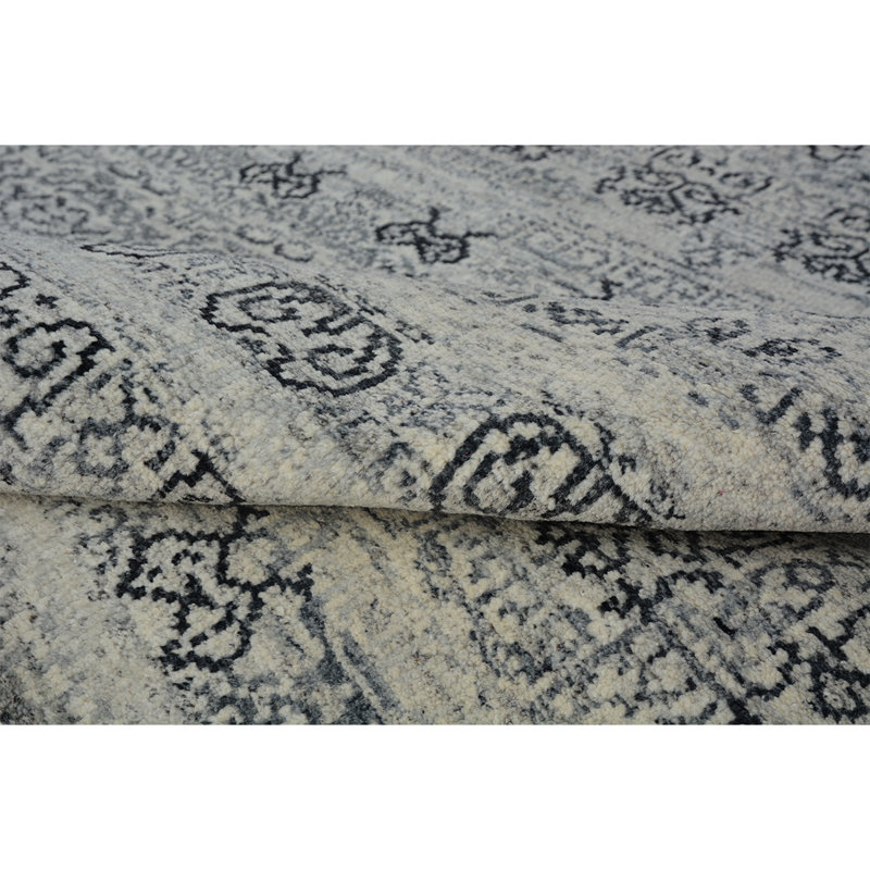 Wool Moroccan Area Rug in Gray, Rectangle 8' x 10'
