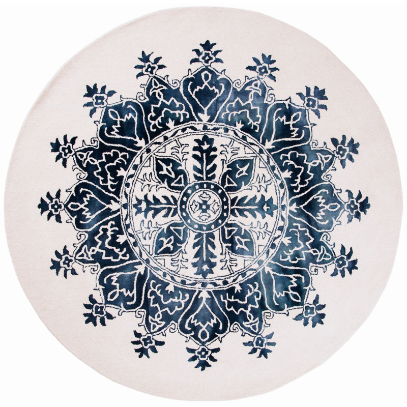 Dip Dye Hand Tufted Wool Oriental Rug, Round 7'
