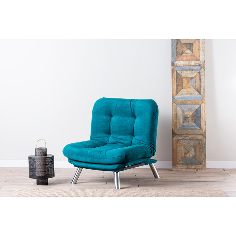 Fauteuil convertible capitonné l 34,65 po, Microfibre vert pétrole