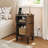 Mid-Century Modern Fluted Round End Table with Charging Station, 2-Tier Wood Nightstand with Storage Cabinet for Bedroom & Living Room-962340361