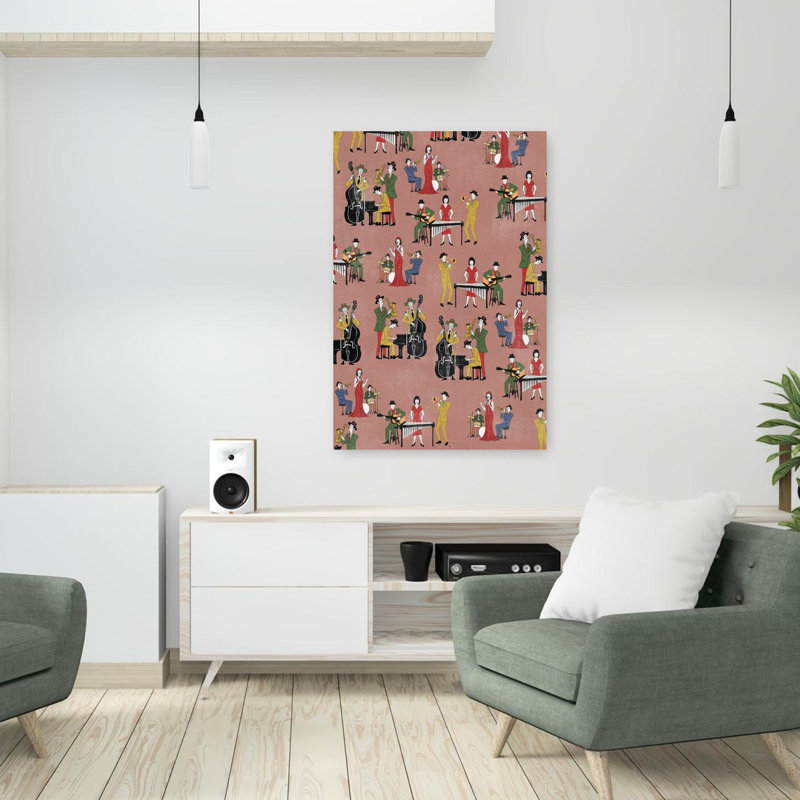 Art mural rétro énergique rétro, H 36 po x l 24 po, Rosé