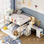 Lit superposé avec lit gigogne et escalier de rangement, lit superposé en bois massif avec bureau pliable, aucun sommier nécessaire-514372909