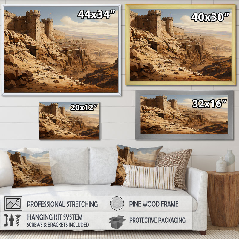 «Abstract Judaism Masada Fortress Mystery I», reproduction sur toile, H 34 po x l 44 po x P 1,5 po, Toile tendue