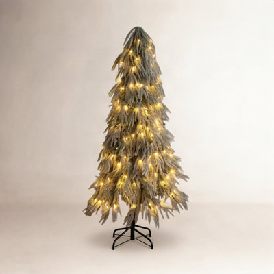Flocked Pre-Lit Pine Christmas Tree