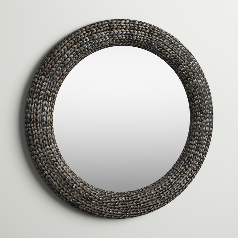 Wood Flat Wall Mirror, Silver Patina