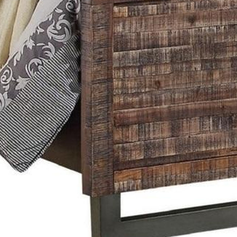  Lit en bois massif brun et noir Brighton - grand, noir et brun