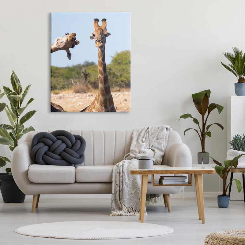 Drôle de girafes sur toile par Brigitte Alcalay Marcon, H 48 po x l 36 po x P 1,5 po