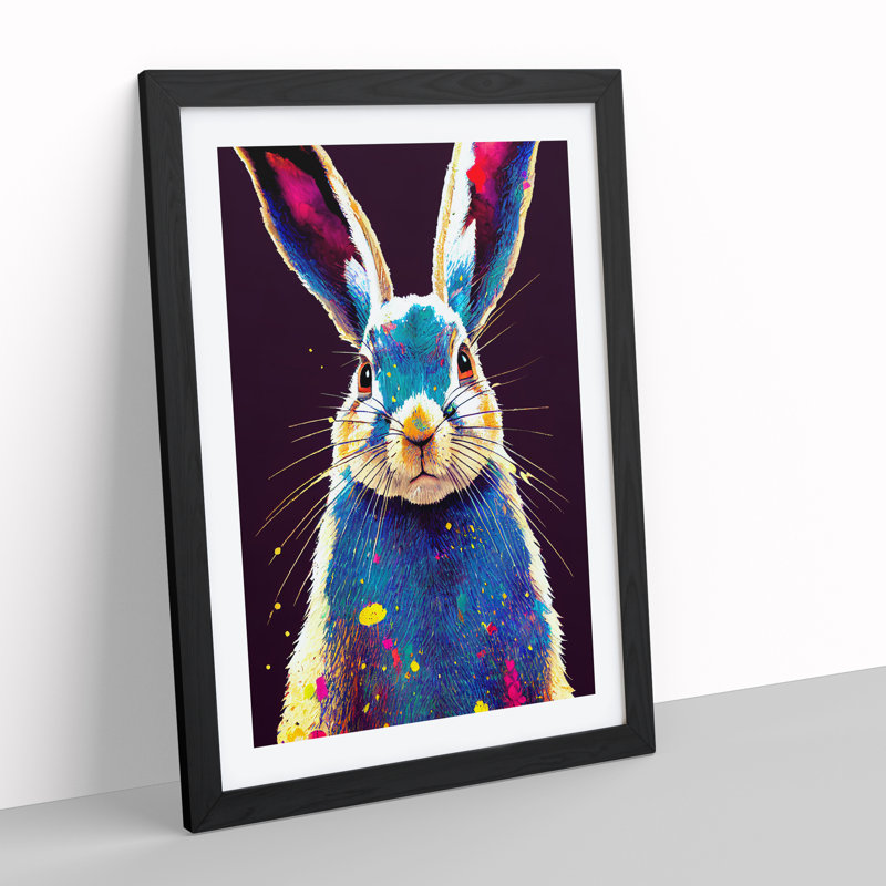 Hare No.2 Abstract - Single Picture Frame Painting, Black, 34cm H x 25cm W x 2cm D