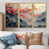 Toile avec cadre flottant or
