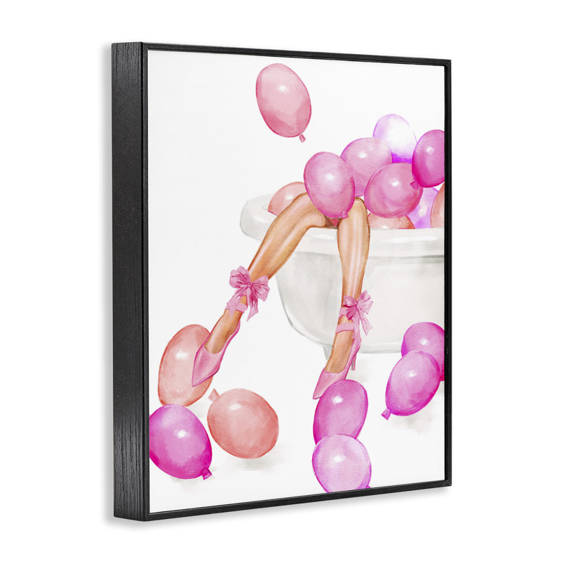 Ballon de bain avec talons glamour, estampe numérique, design par Ziwei Li, H 30 po x l 24 po, Giclée encadrée noir minuit