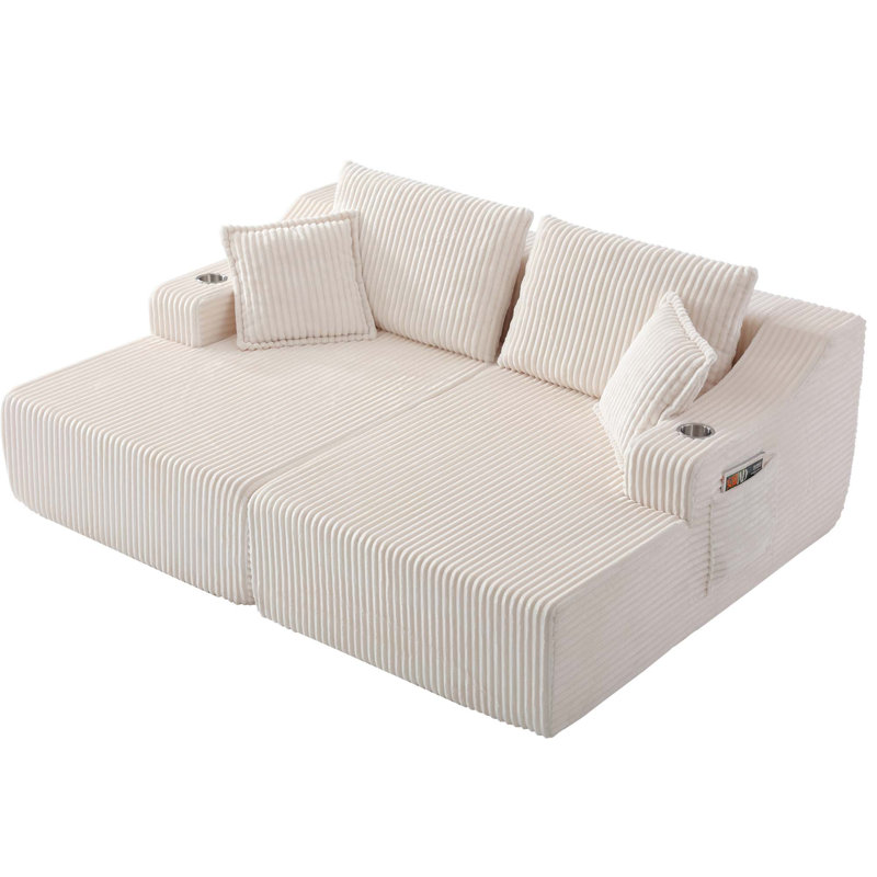 Canapé-lit double Boneless avec siège profond et sans assemblage requis