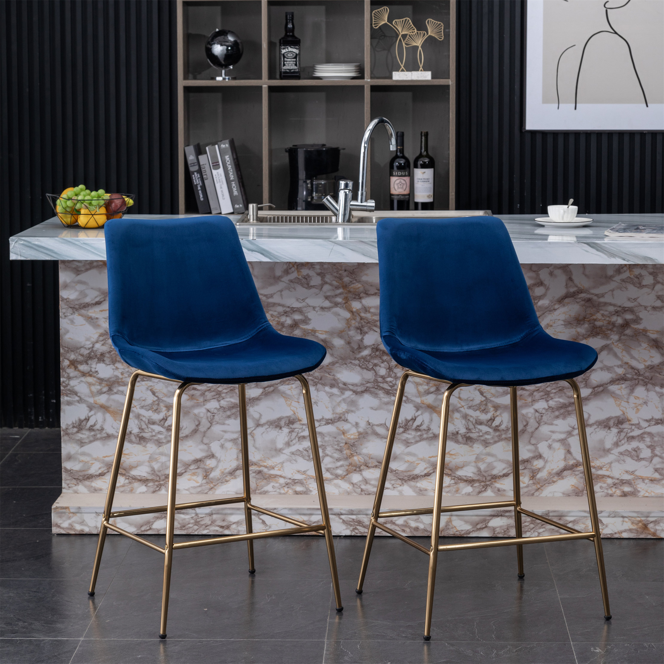 Corrigan Studio® Modern Velvet Counter Height Stools Set Option | Wayfair