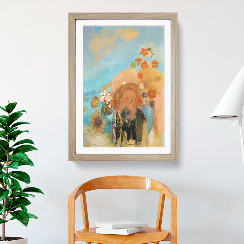 Evocation of Roussel by Odilon Redon - Framed Print, Oak Framed, 36cm H x 27cm W x 2cm D