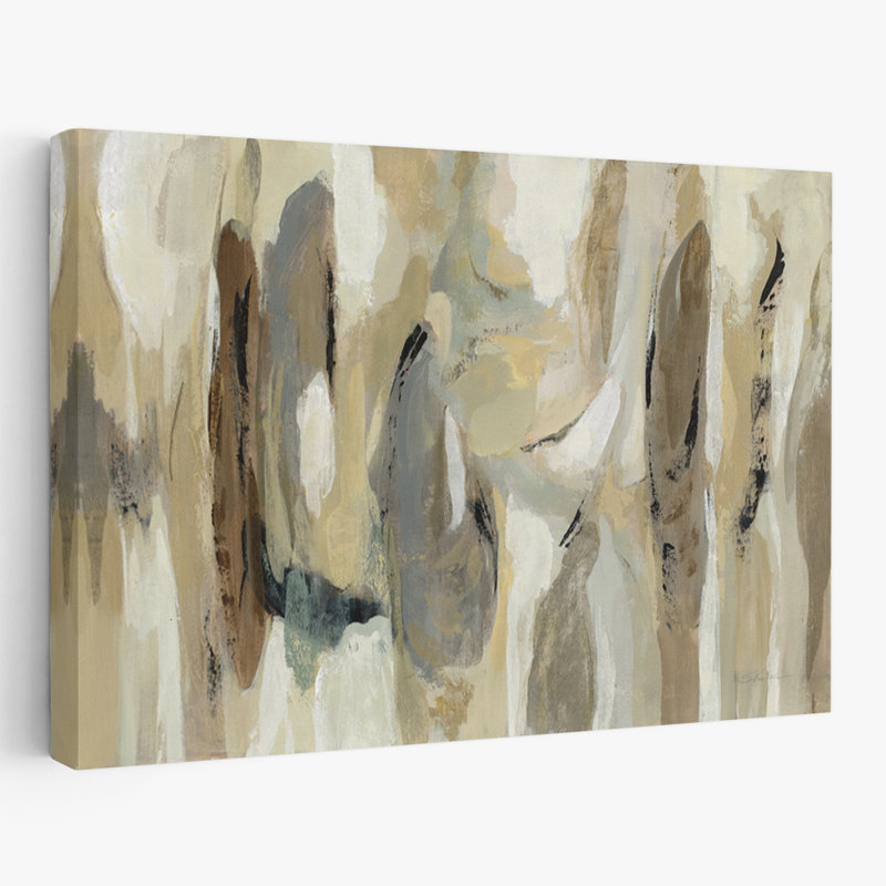 Fluidité neutre - abstrait beige noir brun, H 36 po x l 24 po