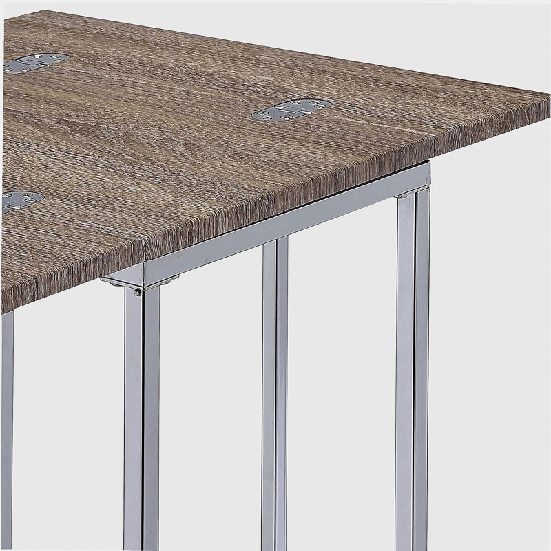 Weathered Oak and Chrome Side Table