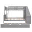 Lit superposé simple au-dessus d'un lit double avec lit gigogne et bureau intégré, trois tiroirs de rangement et une tablette, gris