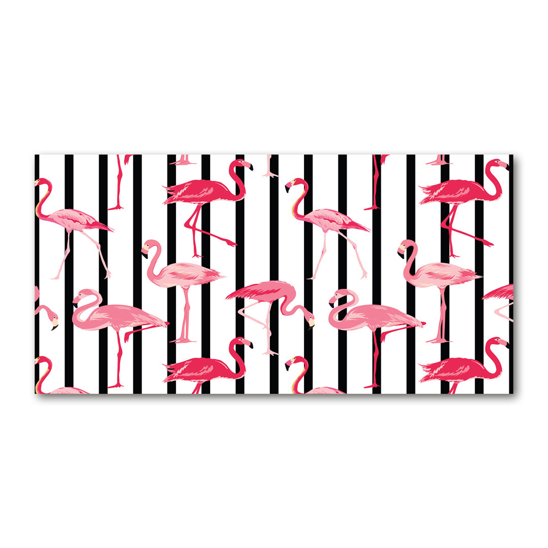 Glasbild Flamingos Stripes