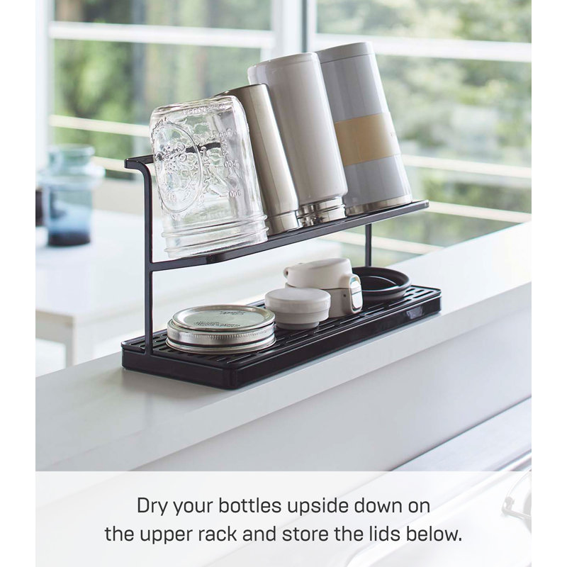 Compact Black Metal Countertop Bottle Drying Rack