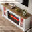 70" Farmhouse Fireplace TV Stand for 80" TVs, Electric Fireplace Entertainment Center with LED Lights, Adjustable Shelves Media Console for Living Room-876610991