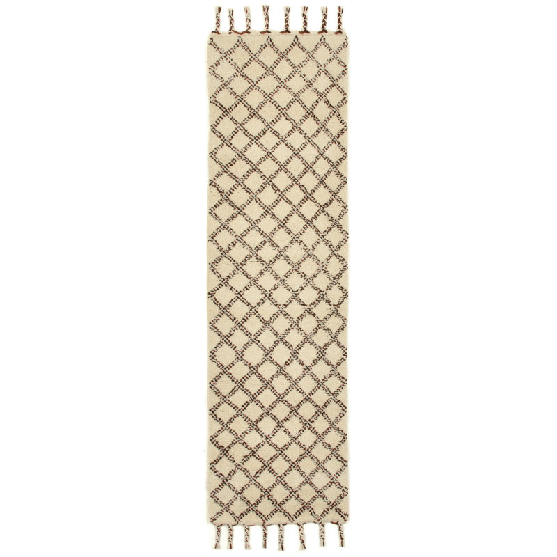 Mick Geometric Wool Hand Woven Area Rug, Runner 70 cm x 240 cm