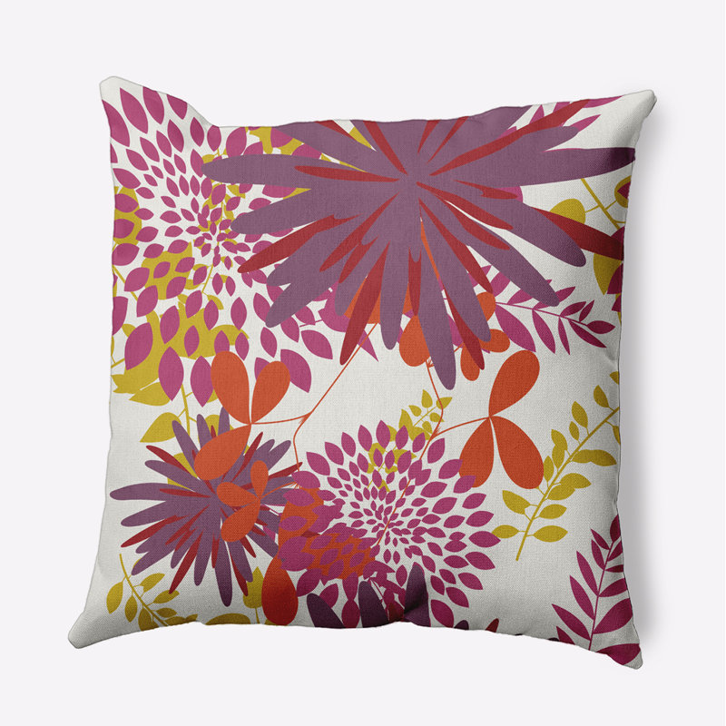 Coussin décoratif floral intérieur / extérieur en polyester, H 20 po x l 20 po, Carré