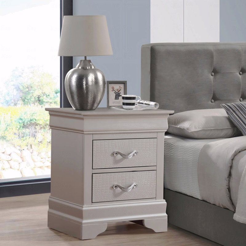 Elegant Silver Champagne Nightstand, Champagne