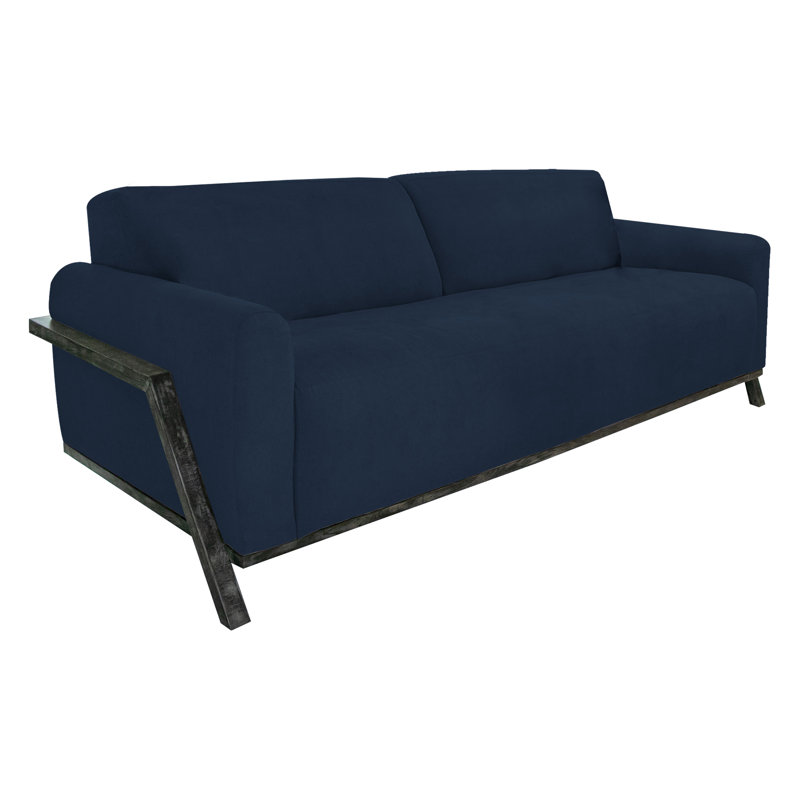 Structure et base en bois Fika, causeuse, Dark Blue Polyester, 33.5" H x 91.25" W x 38" D