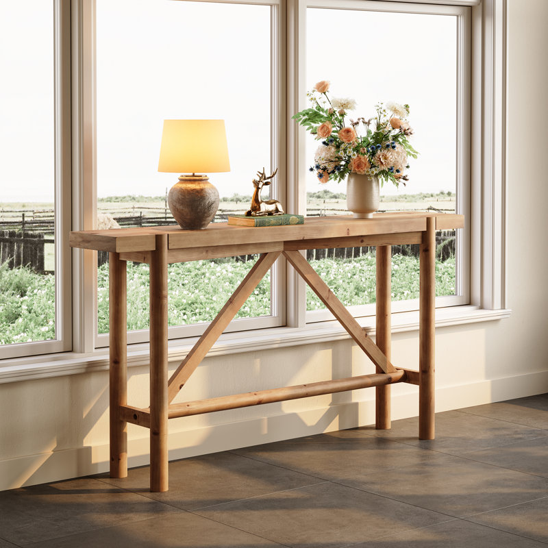 Console en bois massif pour le vestibule, table basse 63 po