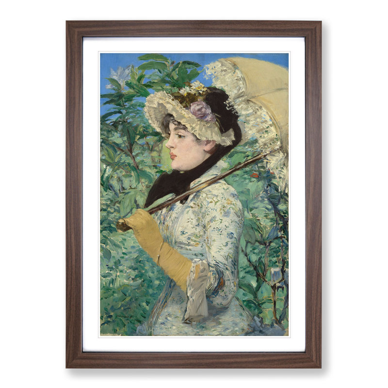 Jeanne Spring by Edouard Manet - Picture Frame Painting, Walnut, 36cm H x 27cm W x 2cm D