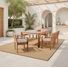Ensemble de salle à manger en bois d'eucalyptus pour 6 personnes avec table rectangulaire Callen, coussins inclus