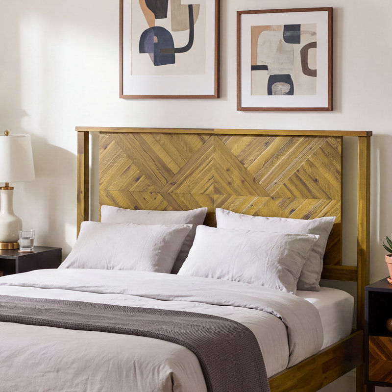 Ethan Solid Wood Rustic Headboard, Queen, Rustic Brown