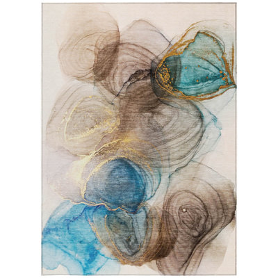 9' X 12' Beige Abstract Washable Non Skid Indoor Outdoor Area Rug