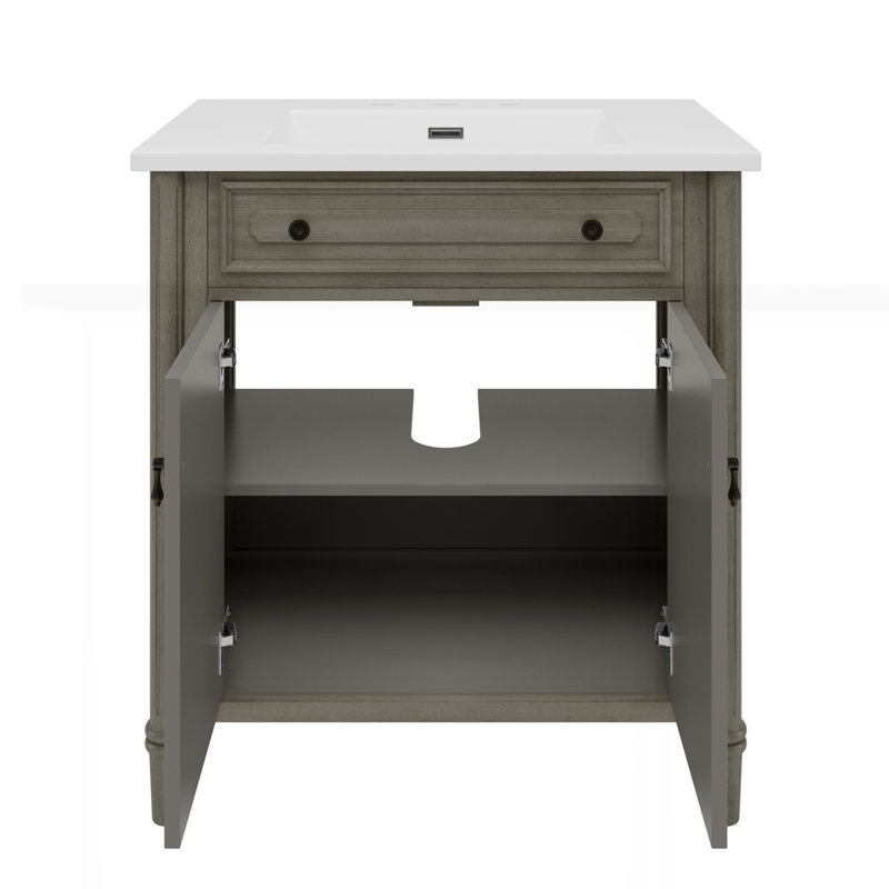 Meuble-lavabo 31 po avec lavabo, Gris antique / gris