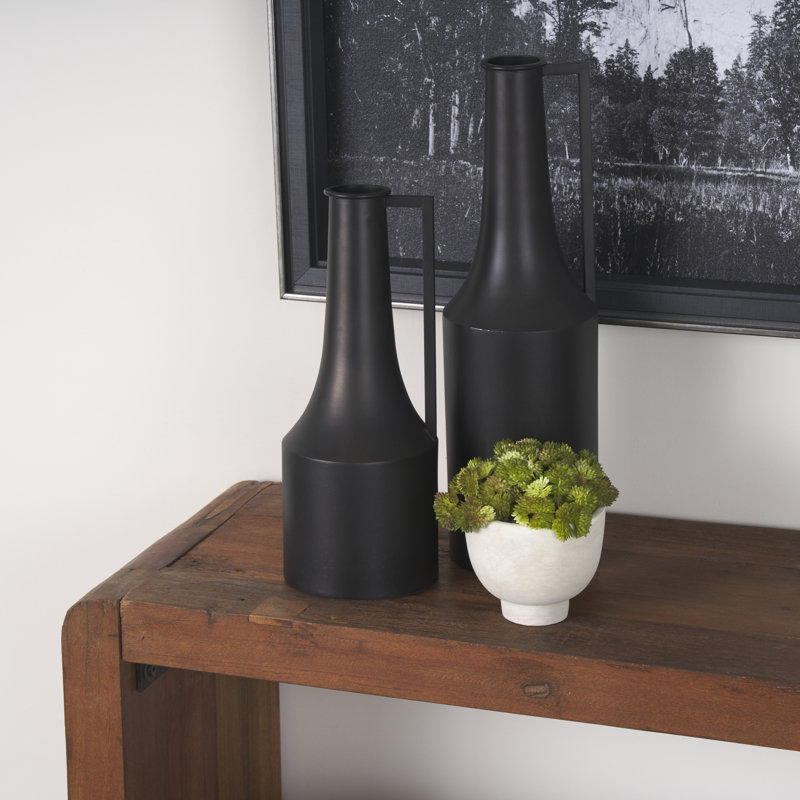 Datari Metal Decorative Bottle, 14'' H x 5.5'' W x 5.5'' D, Black