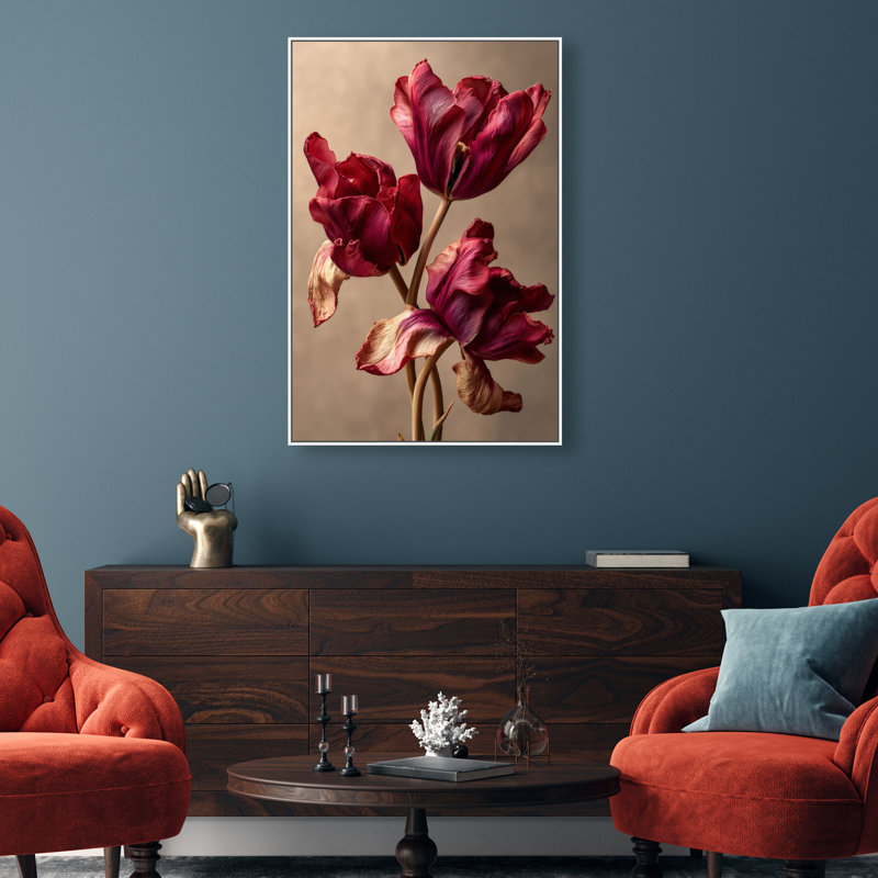 Dark Silk Remains Print by Oliver Gal, 31"H x 46"W, White Floater Frame
