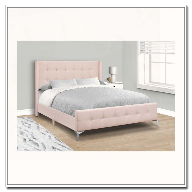 Lit plateforme tapissier en velours