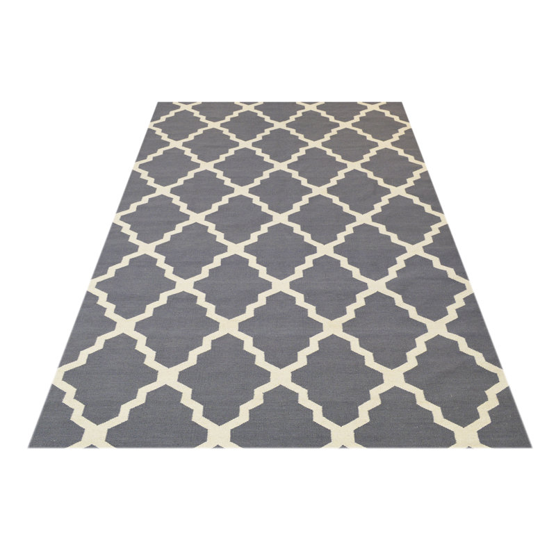 Grossman Geometric Wool Hand Woven Area Rug, Rectangle 200 x 290cm, Grey