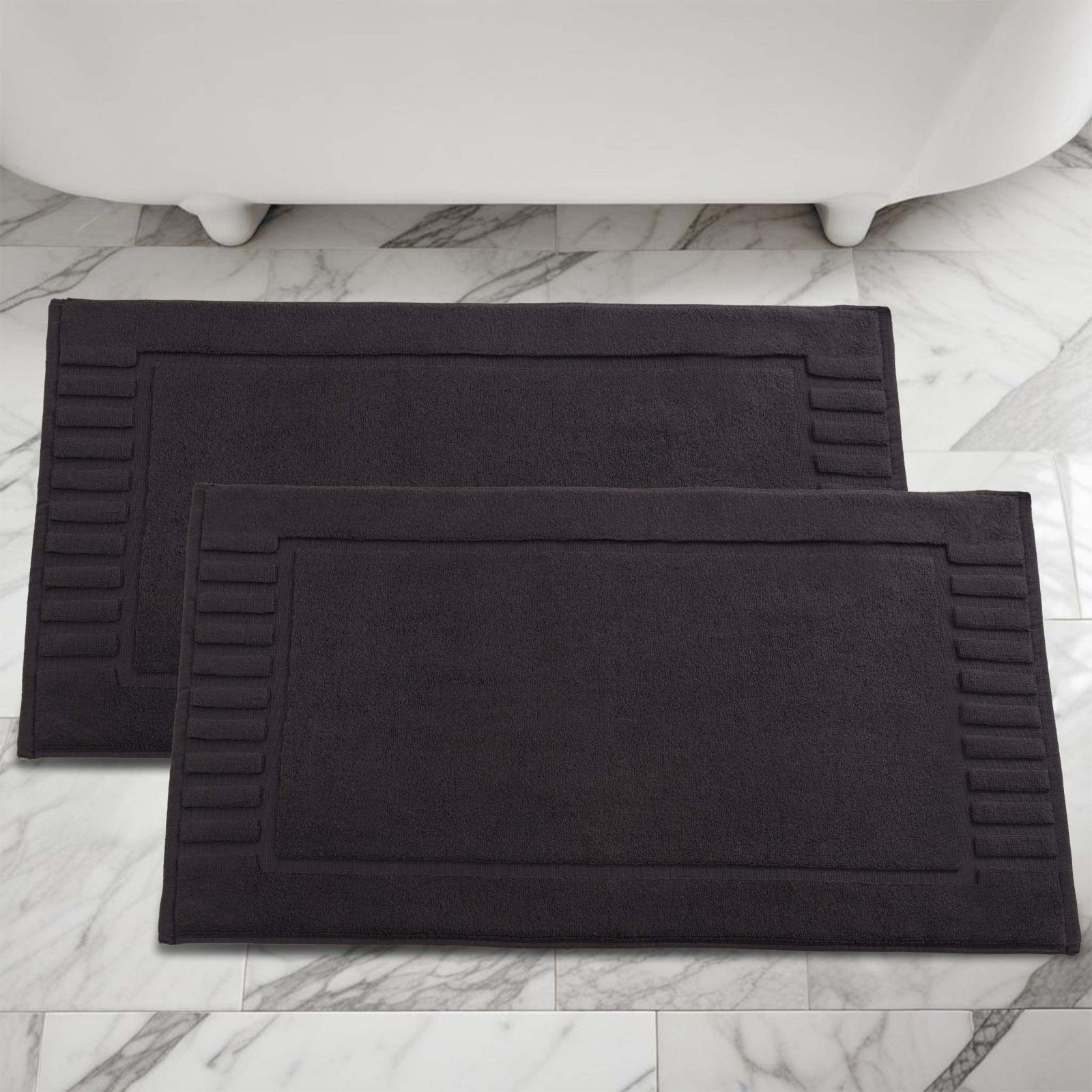 Pardue Cotton Bath Mat, Black, Geometric