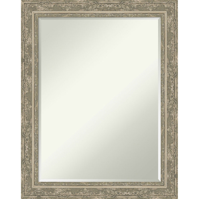 Miroir de salle de bain mural demi-biseau Filigree, Argent argent