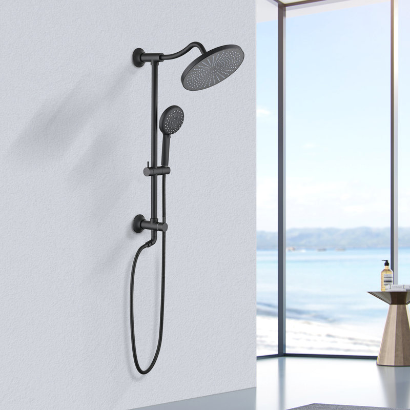 Système de douche à main à 5 réglages - Double tête de fixation murale à réglage de jet réglable de 1,8 gal / min, longueur de tuyau de corrosion et décoloration, trous de la main, robinet coulissant, bec pivotant