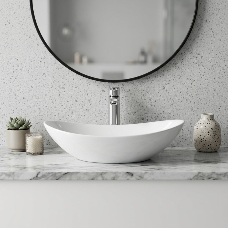 24" Oval Ceramic Bathroom Vessel Sink