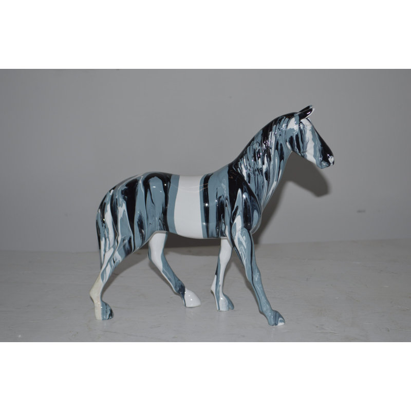Aaheli Modern Art Multi Color Horse Resin Statue - Size: 4"L x 13"W x 11"H.